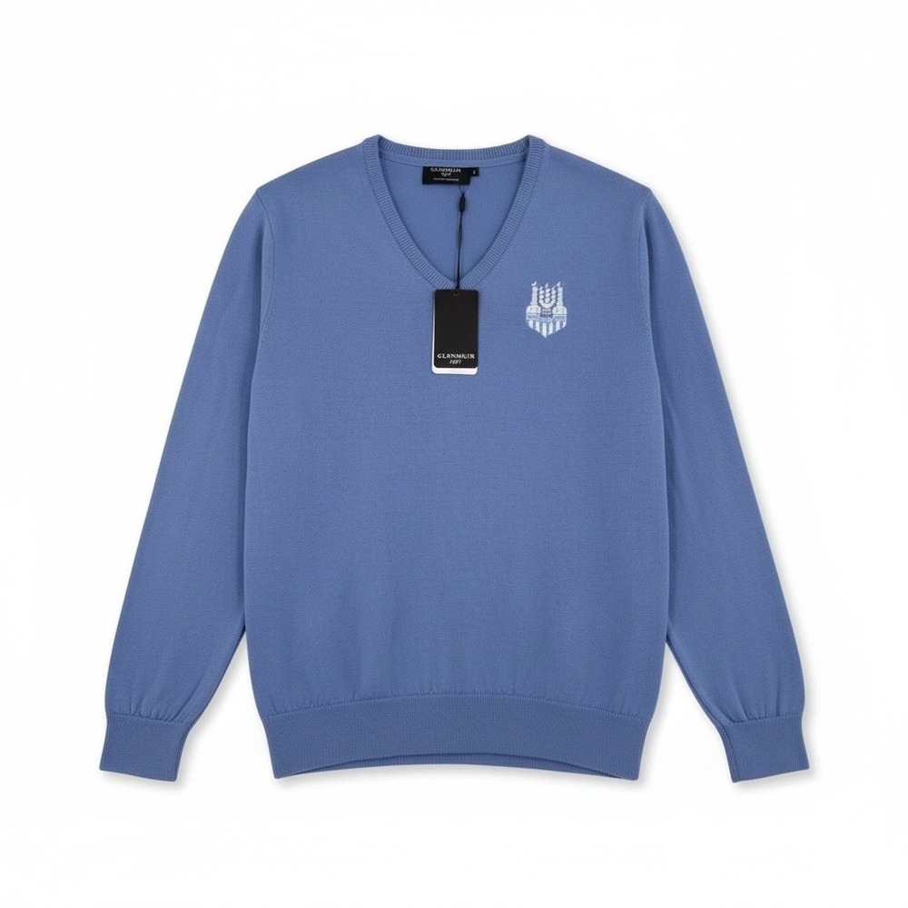 Glenmuir 1891 Italian Merino Wool Golf Sweater Light Blue Size L‎ NEW Cork Golf